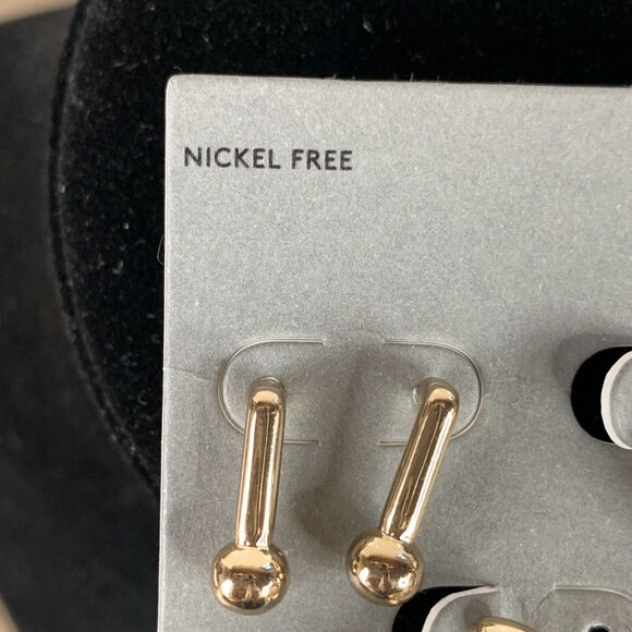 Nordstrom Rack Gold Tone Earrings Bar Rhinestone Huggie Link Drop - 4 pcs - Picture 2 of 10